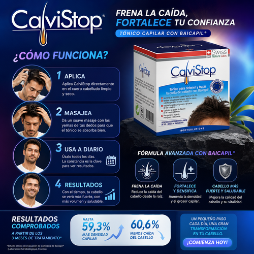 CalviStop™ – Estimula el crecimiento | Menos caída | Cabello más fuerte.
