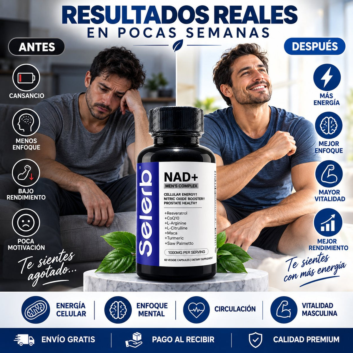 SELERB | NAD+ Men's Complex | Energía y Vitalidad